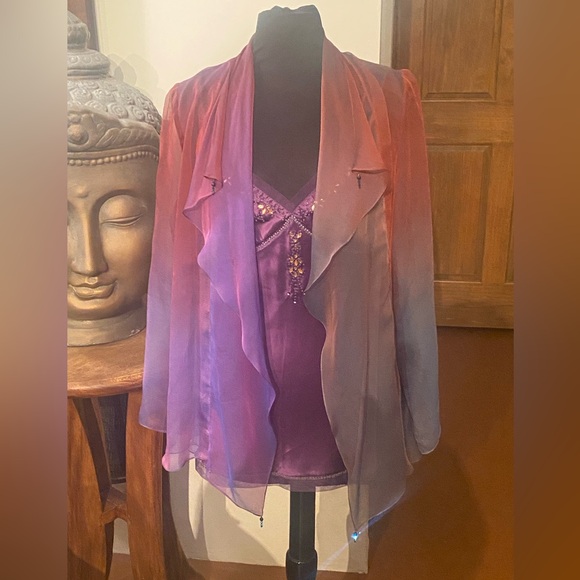 Luxe by Arden B Beaded Tank Top and Kimono Jacket - Picture 1 of 13